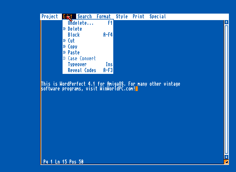 WordPerfect 4.1 for Amiga - Edit